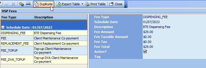 DuplicateHSPFee