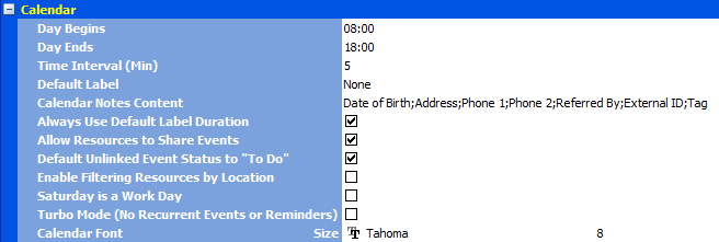 CalendarSettings